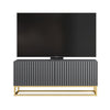 TV Unit I 100cm Cabinet I White Fluted Doors I Gold Metal Base I Modern