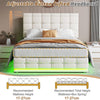 Ottoman Double Bed Frame 4FT6 LED Faux Leather Storage Bed Frame With Headboard