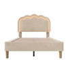 3FT Upholstered Bed Frame with LED Light Strip Stylish Single Bed for Teenagers