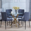 Round Clear Tempered Glass Dining Table Golden Chromed Legs Dining Room Kitchen