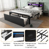 Double Bed Frame Industrial Metal Platform Bed with Headboard & Drawers Storage