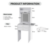 Dressing Vanity Makeup Table Set Fold-up Side Panel with LED Lighted Mirror