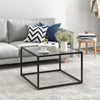 Modern Glass Coffee Table Square Snack Table Living Room Center Cocktail Table