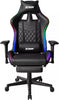 Gaming Chair with Bluetooth Speakers RGB LED Lights & Reclining Footrest Black