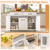 Mobile Kitchen Cart Kitchen Island w/Trash Bag Storage-White
