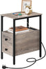 Side Table Narrow Bedside Table Nightstand Greige 30 x 48 x 61.5 cm