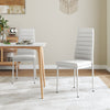 Set of 2 Dining Chairs PULeather Padded Seat High Back Metal Legs Home Furniture