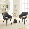 Set of 2 Faux Leather Dining Chairs Diamond Seat with Hole Design Modern Chair