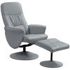 Swivel Recliner with Ottoman PU Leather Reclining Chair and Footrest Light Grey