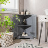Corner Storage Cabinet with Double Shutter Doors-Grey