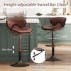 Height-adjustable Bar Stools Set of 2 w/ Backrest & Metal Frame