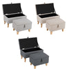 Upholstered Storage Ottoman Chair Stool Footstool Linen Rectangle Pouffe Toy Box