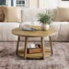 Round Coffee Table, 2-Tier Wooden Center Table with Storage for Living Room 31.5