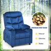 Larger Kids Recliner Chair Adjustable Velvet Fabric Lounge Sofa Recliner
