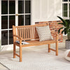 Patio Slatted 2-Person Seating Furniture w/Inclined Backrest-Natural