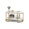 2-Tier Coffee Table Faux Marble Cocktail Table Modern Center Table Accent Table