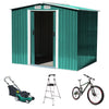 Green Metal Garden Sheds 8FTx6FT Outdoor Bike Tools Storage House Lockable
