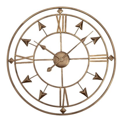 LARGE METAL WALL CLOCK INDOOR OUTDOOR GARDEN ROMAN NUMERALS GIANT OPEN FACE 24IN