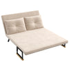 Convertible 2-Seater Sofa Bed Double Loveseat Adjustable Backrest Cushions Beige