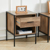 Bedroom Bedside Table Mini Side Table with Drawer Wooden Metal Frame Night Table