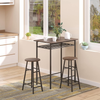 Bar Table Set 3 Piece Stools Shelf Industrial Dining Breakfast Table for Kitchen