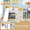 Single Size Farmhouse Loft Bed Frame with Storage Space & Ladder-Blue