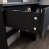 Modern LED Black Dressing Mirrored Makeup Table Vanity Set with Stool & Drawer