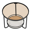 Luxury Glass Coffee Table 2-Tier Metal Frame Round End Table with Storage Shelf