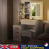 White Dressing Table With Sliding Mirror And Stool 4 Drawers Vanity Makeup Desk
