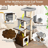 Multi-Layer Cat Activity Center Wooden Cat Tree Scratch Post Cat Condo Furniture