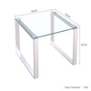Tempered Glass Square Coffee Table Sofa Side End Table Bedside Nightstand Chrome