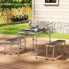 Compact Foldable Dining Table Chairs Benches Aluminum Folding Outdoor Picnic Set