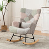 Rocking Chair with Footstool Fabric Velvet Relax Chair Lounge Recliner Armchair
