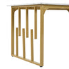 Rectangular Dining Table Kitchen Table w/ White Marble Effect Top and Gold Legs