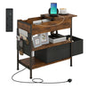 Sofa Side Table 3-Tier Flip Top End Table Storage Drawer with Charging Station