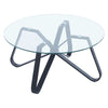 Stylish Coffee Table Round Glass Living Room Centre Table With Black Metal Legs