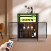 Drinks Cabinet Wine Bar w/ Glass & Bottle Storage | Black Rattan W/ RGB LED