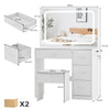 White Dressing VanityTable Wood Makeup Desk with LED Mirror 4 Drawers Stool