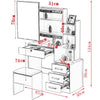 White Dressing Table with Sliding Mirror Make-up Vanity with Drawers LED Lights