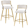 Set of 2 Breakfast Bar Stools Fabric Padded Bar Chairs Seat Kitchen Pub Stool