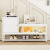 Shoe Storage Bench w/ Cabinet 10 Pair of Shoe and Cushion for Entryway Home Hall