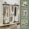 Industrial Pipe Clothing Rack Wall Mounted Corner Clothes Rail Closet System Rod