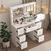 White Dressing Table with LED Lights Mirror 7 Drawers Vanity Makeup Desk Set NEW