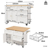 Rolling Kitchen Island with Drop Leaf Top, 3 Storage Drawers & Towel Rack, White
