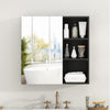 Wall-Mounted Bathroom Cabinet w/2 Mirror Door&5 Shelve 65x17x65cm Black