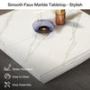 Tribesigns Coffee Table, Square Coffee Table with Faux Marble Tabletop, White