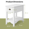 Set of 2 Rectangular Nightstand Retro Side Table with 1 Drawer White