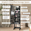 Freestanding Jewelry Armoire Lockable Jewelry Mirror Cabinet w/3-Color Led Light