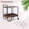 Industrial Bar Trolley Cart Rolling Buffet Serving Cart W/ Metal Wire Wine Rack