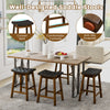 65CM Woven Saddle Stool Set of 2 Backless Bar Stools Counter Height Stools Brown